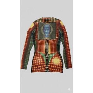 Jean Paul Gaultier Maille Cyber Dots Top Vintage 1995 Lycra Italy Size M Rare